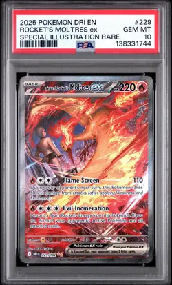2025 POKEMON DRI SPECIAL ILLUSTRATION RARE #229 TEAM ROCKET'S MOLTRES EX PSA 10 - Image 1