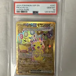 2024 POKEMON SSP EN-SURGING SPARKS HYPER RARE #247 PIKACHU EX PSA 10 - Image 3