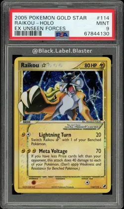 2005 Pokemon Gold Star EX Unseen Forces Raikou Holo #114 - PSA 9 - (6 CERT) - Image 1