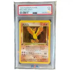 1999 POKEMON FOSSIL 1ST EDITION #12 MOLTRES - HOLO PSA 7 - Image 1