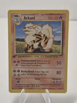 Pokemon TCG Arcanine (Arkani) Base Set 23/102 Regular 1st Edition GERMAN - Image 1