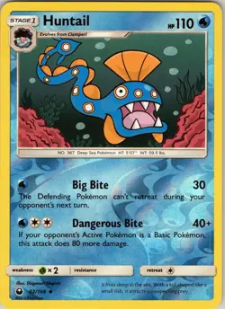 Huntail 42/168 Uncommon - Pokemon TCG S&M: Celestial Storm - Reverse Holo (NM) - Image 1