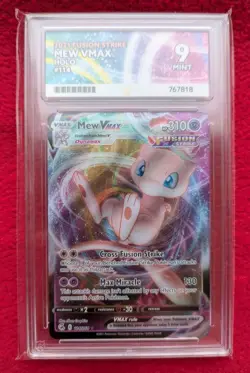 Pokemon Card Mew VMAX 114/264 Fusion Strike Sword and Shield Graded Ace 9 Mint - Image 1