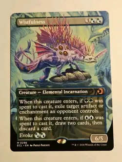 MTG Wistfulness #0296 BORDERLESS Mythic Rare Lorwyn Eclipsed ECL Elemental Incar - Image 1