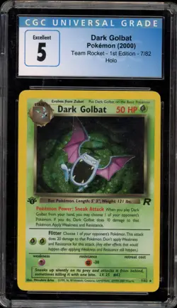 Pokemon Dark Golbat Team Rocket Team Rocket Unlimited Holo Rare #7 CGC 5 - Image 1