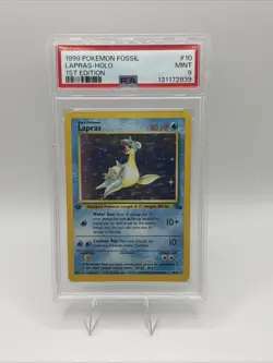Pokemon Lapras Fossil 1st Edition Holo Rare #10 PSA 9 Mint - Image 1