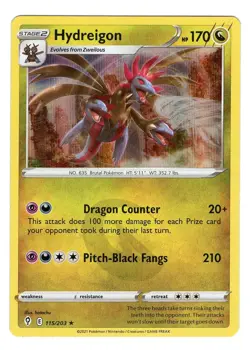 Pokemon TCG Hydreigon SWSH Evolving Skies 115/203 Holo Rare Card NM - Image 1