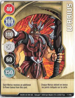 Bakugan WARIUS Metal Gate Card GOLD 2008 BA206-GA-SM-GBL 11/48b - Image 1