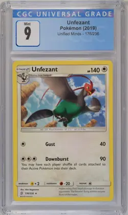 2019 Pokemon Unified Minds UNFEZANT 176/236 Non Holo RARE CGC 9 Mint psa - Image 1