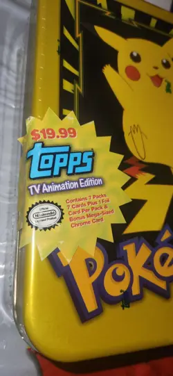 Topps Pokemon Cards Set 7 Packs TV Animation Edition Pikachu Tin Sealed 1999 - Image 5