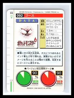 💥 Gastly # 092 Pocket Monsters Japanese Red Version Carddass Bandai Japan 1996 - Image 2