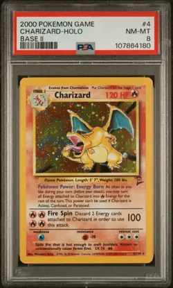 2000 POKEMON BASE SET 2 #4 CHARIZARD-HOLO PSA 8 - Image 1