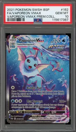 Pokemon Vaporeon VMAX Premium Coll. Full Alt Art Promo SWSH182 PSA 10 Gem Mint - Image 1