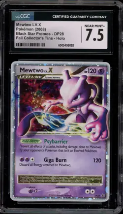 Pokemon Mewtwo Lv.X Fall Collector's Tins Black Star Holo Promo DP28 CGC 7.5 - Image 1
