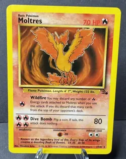 Pokemon TCG: Moltres 27/62 Fossil-Reg-Unlimited-WOTC-Rare-LP - Image 1