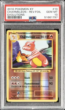 2016 POKEMON XY EVOLUTIONS #10 CHARMELEON-REVERSE FOIL PSA 10 - Image 1