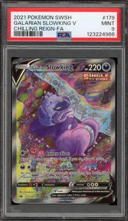 Pokemon Galarian Slowking V Chilling Reign Full Art #179 PSA 9 Mint - Image 1