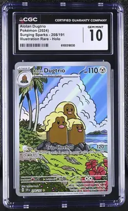 Dugtrio *CGC 10* Illustration Rare *Surging Sparks* #208 *2024* Pokemon - Image 1