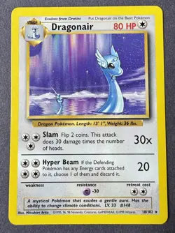 Pokemon TCG: Dragonair 18/102 Base Set-Reg-Unlimited-WOTC-Rare-LP+ - Image 1