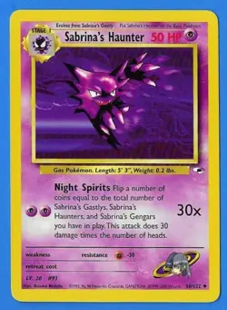 2000 Pokemon Gym Heroes Unlimited Sabrina's Haunter 58/132 Non-Holo NM-MT - Image 1
