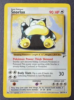 Pokemon TCG: Snorlax 30/130 Base 2 Set-Reg-Unlimited-WOTC-Rare-LP - Image 1