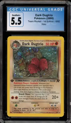 Pokemon Dark Dugtrio Team Rocket 1st Edition Holo Rare #6 CGC 5.5 - Image 1
