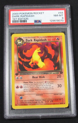 2000 Pokemon Rocket DARK RAPIDASH 1st Edition 44/82 PSA 8 NM-MT - Image 1