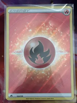 Pokemon Fire Energy 153/159 Basic Energy Crown Zenith Holo Card 2023 English - Image 1