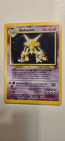 Alakazam 1/130 Base Set 2 Holo Rare Pokemon Card NM - Image 1