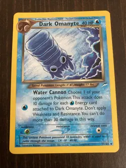 Dark Omanyte 37/105 Neo Destiny Rare Vintage Pokemon Card Omanite Omanyt - Image 1