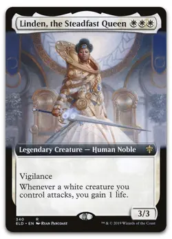 Linden, the Steadfast Queen (Extended Art) #340 NM Throne of Eldraine Magic MTG - Image 1