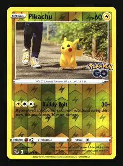 2022 Pokemon GO Pikachu Reverse Holo Uncommon #27/78 - Image 1