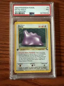 Pokemon TCG Ditto Fossil Holo Rare Card 3/62 First Edition - Image 1