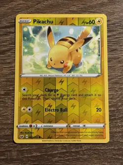 Pokemon Card Pikachu Sword And Shield Reverse Holo 065/202 Near Mint - Image 1