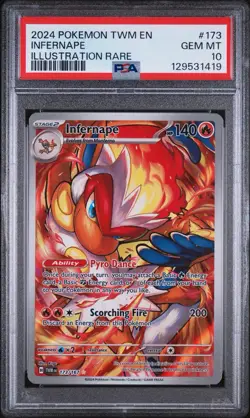2024 POKEMON TWM EN-TWILIGHT MASQUERADE ILLUSTRATION RARE #173 INFERNAPE PSA 10 - Image 1