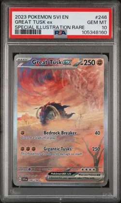 Great Tusk EX 246 Special Illustration Rare Pokemon PSA 10 GRADED CARD - Image 1