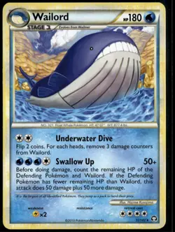 Wailord Rare - HGSS Triumphant 31/102 2010 LP+ Pokemon Card - Image 1
