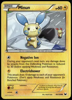 Minun - BW Dark Explorers 40/108 2012 NM Pokemon - Image 1
