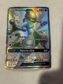 Pokemon Mewtwo GX Full Art Shiny Holo Rare SV59/SV94 Hidden Fates 190 HP Card - Image 2