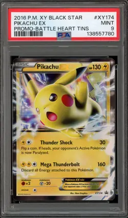 Pokemon Pikachu EX Battle Heart Tins Black Star Holo Promo XY174 PSA 9 Mint - Image 1