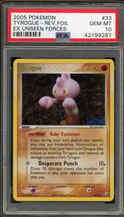 Pokemon Tyrouge EX Unseen Forces Reverse Holo Rare #33 PSA 10 Gem Mint - Image 1