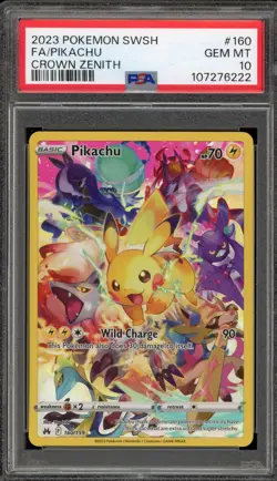 Pokemon Pikachu Crown Zenith Secret Rare Full Art #160 PSA 10 Gem Mint - Image 1