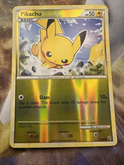 2010 Pokemon Common Undaunted Pikachu 61/90 Reverse Holo LP+/NM FREE SHIPPING - Image 1