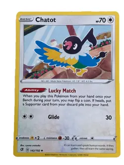 New: 2020 Pokemon TCG Chatot 142 Swsh02: Rebel Clash Regular Uncommon - Image 1