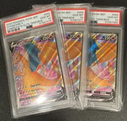 2020 Pokemon Champion Path Charizard V SWSH #050 PSA 10 GEM MINT (3x) THREE LOT - Image 1