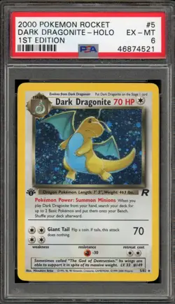 Pokemon Dark Dragonite Team Rocket 1st Edition Holo Rare #5 PSA 6 - Image 1