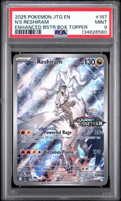 2025 POKEMON JTG EN-JOURNEY TOGETHER 167 N'S RESHIRAM ENHANCED PSA 9 - Image 1