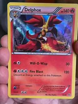 POKEMON DELPHOX 10/39 HOLOFOIL XY KALOS STARTER MP CARD - Image 1