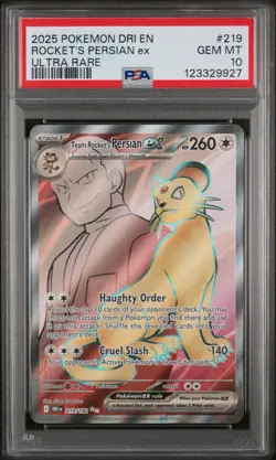 2025 Pokemon DRI EN Rocket's Persian ex Ultra Rare PSA 10 - Image 1
