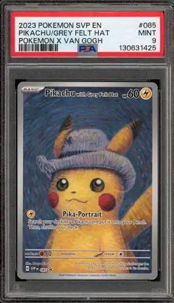 Pokemon Pikachu with Grey Felt Hat Van Gogh Full Art Promo SVP EN 085 PSA 9 Mint - Image 1